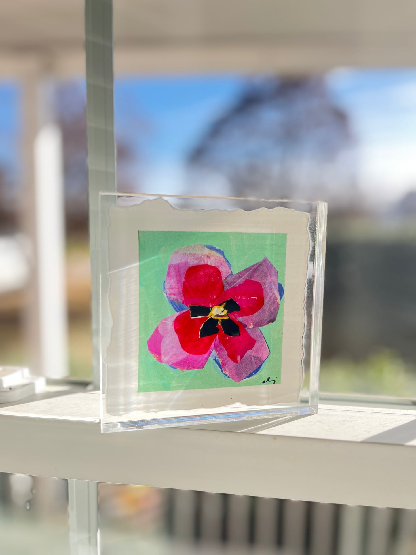 Pansy Acrylic block : Raspberry