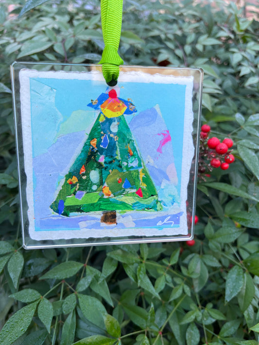 Acrylic Ornament: Snowy Christmas Tree (limited stock)